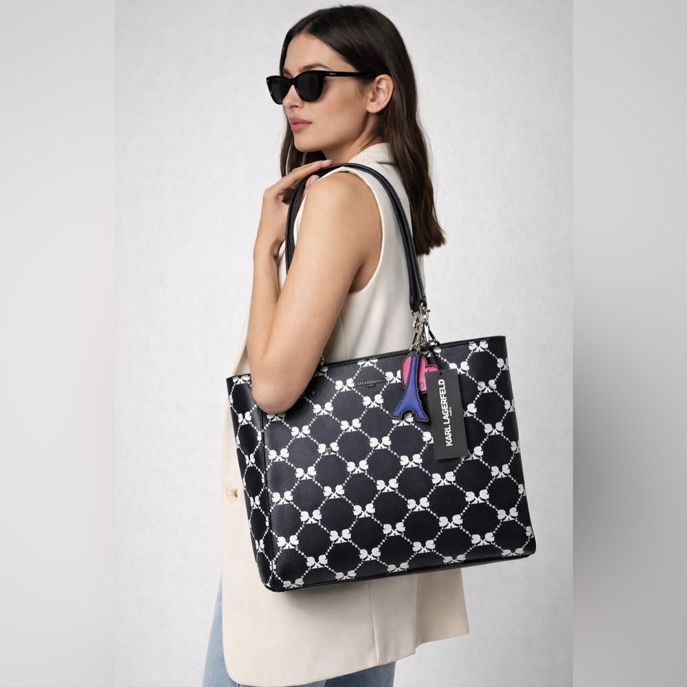 KARL LAGERFELD Handbag Adele Tote Bag Signature Print Black